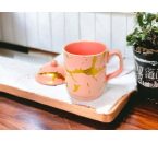 YM66 Pink Mug dengan Motif Marmer